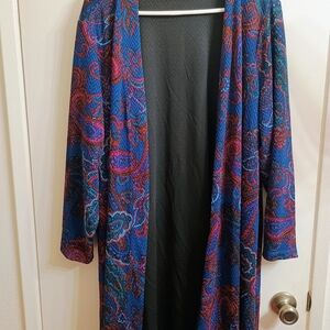 Susan Graver Multicolor Paisley Long Cardigan Dress Coat